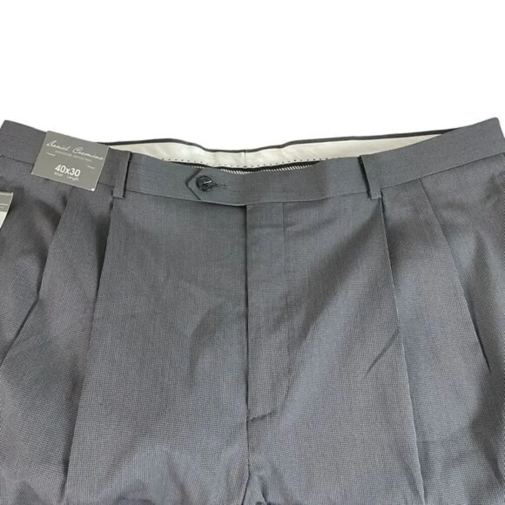 NEW Daniel Cremieux Mens Signature‎ Straight Pleated Dress Pants 40x30 Gray $75